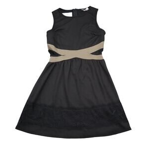 Miin Dress Womens S Black Laced Sleeveless Scoop Neck Back Zip Above Knee Length